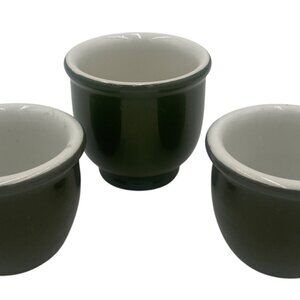 Set Of 3 Vintage Green & White Ceramic Hall Custard Bowls Serving  Collecting
